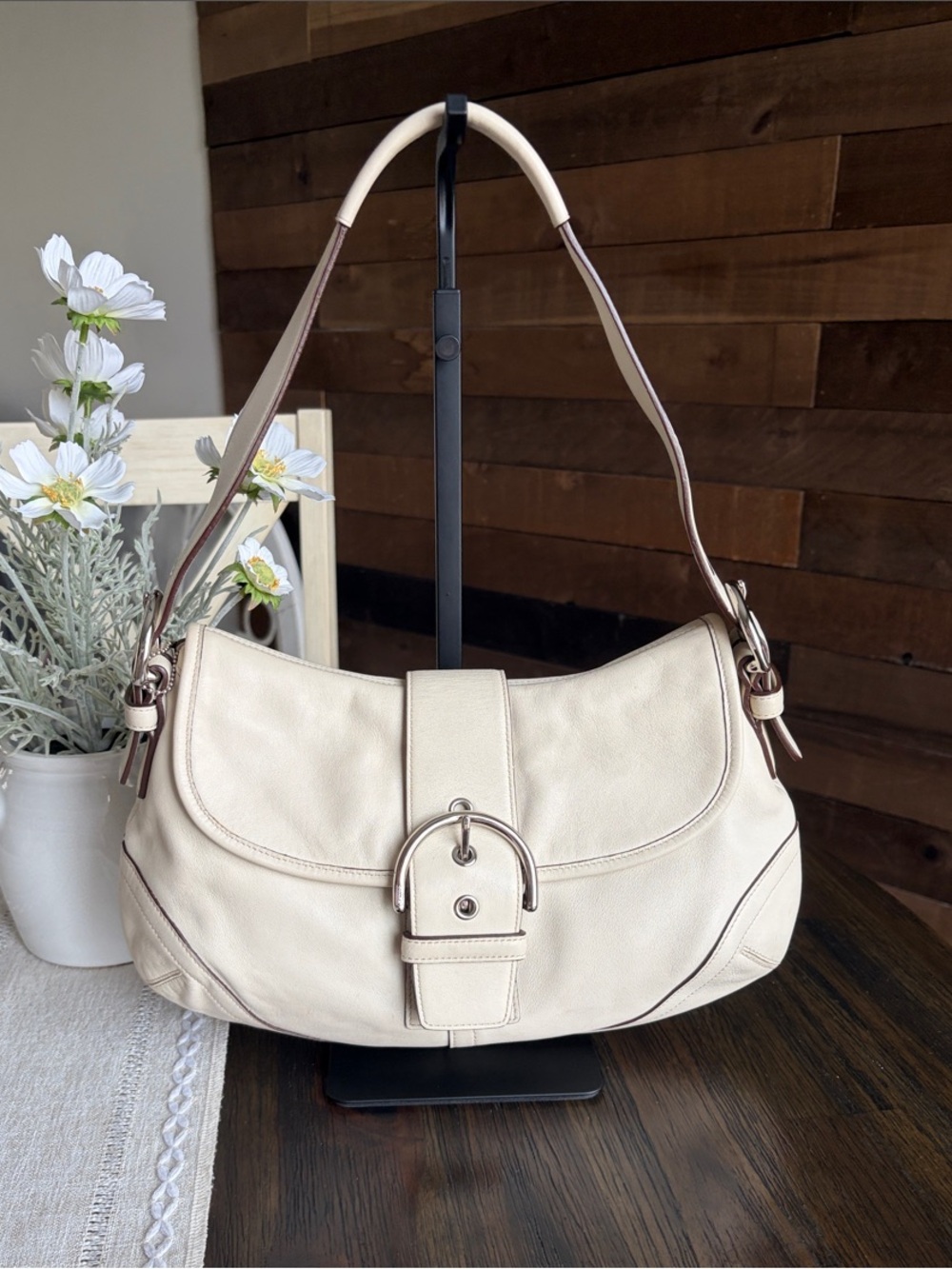 Vintage Coach SoHo Ivory Leather  Shoulder Bag